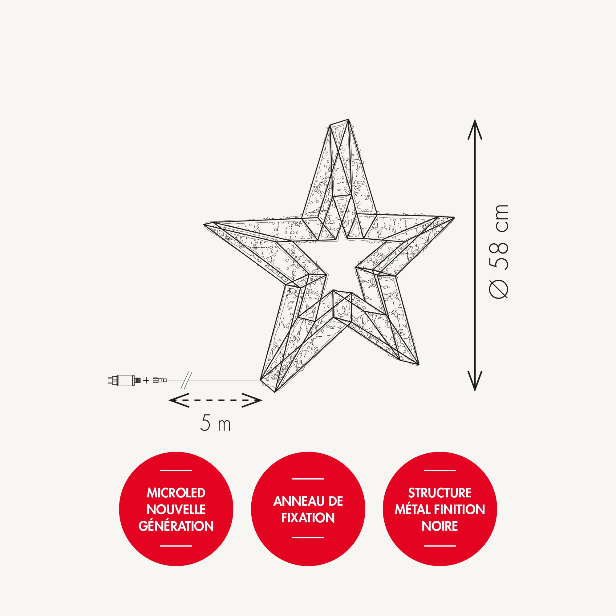 Étoile 3D lumineuse